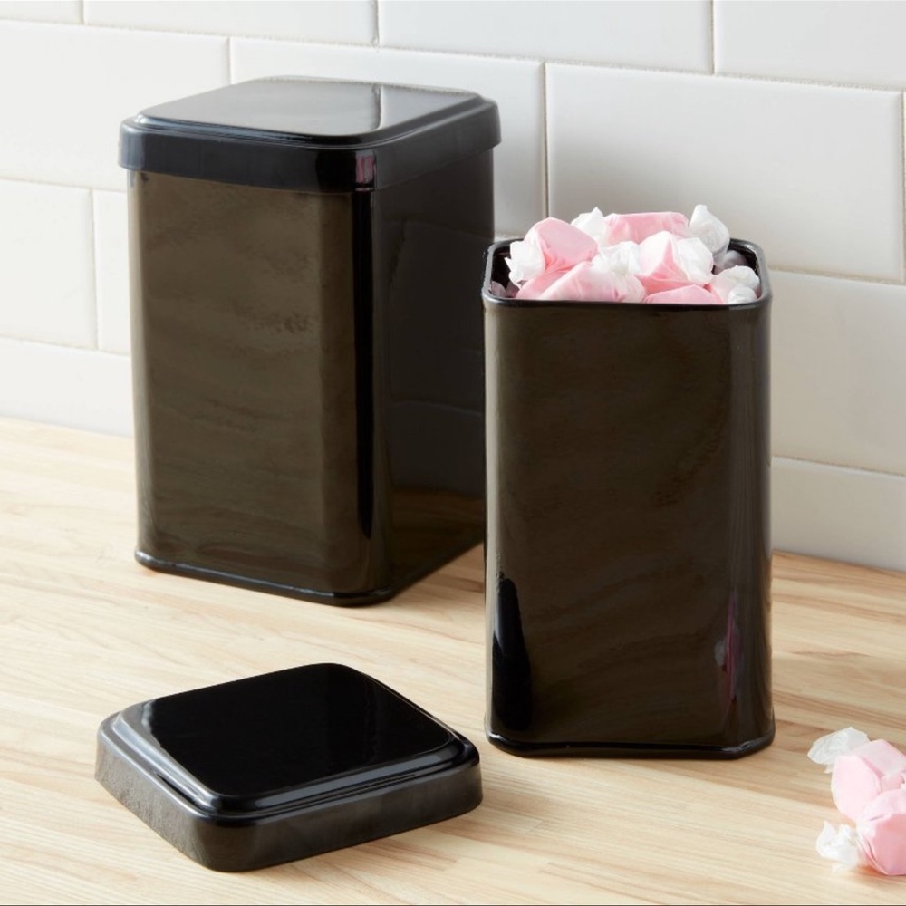 2pk Black Storage Tins